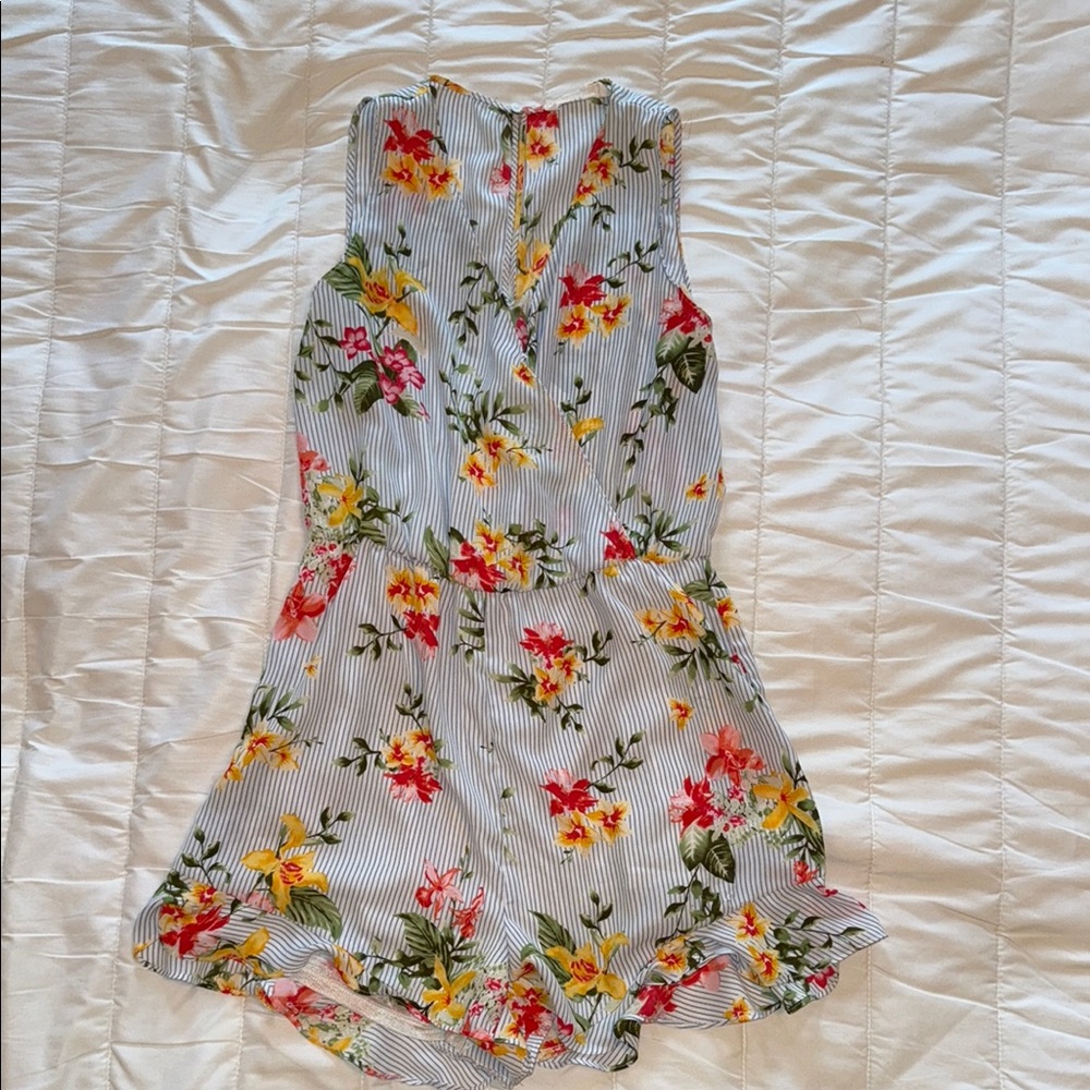 Floral Striped Sleeveless Romper